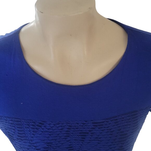 Calvin Klein Womens‎ Blue Textured Short Sleeve Top S - Picture 2 of 8